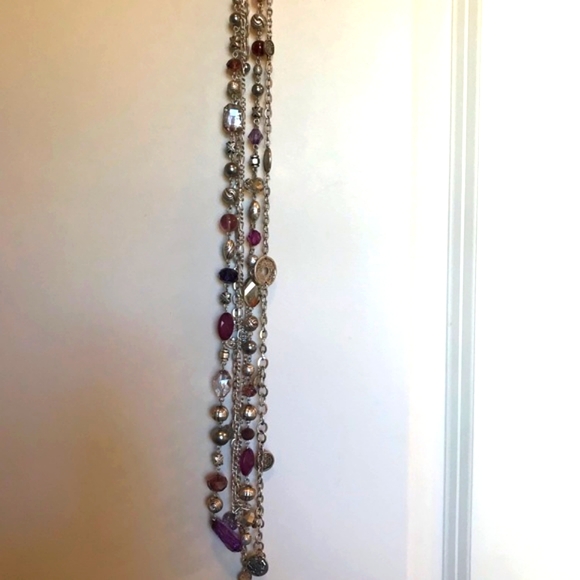 Premier Designs Multi strand necklace, antique silver with purple beads. - Picture 4 of 9